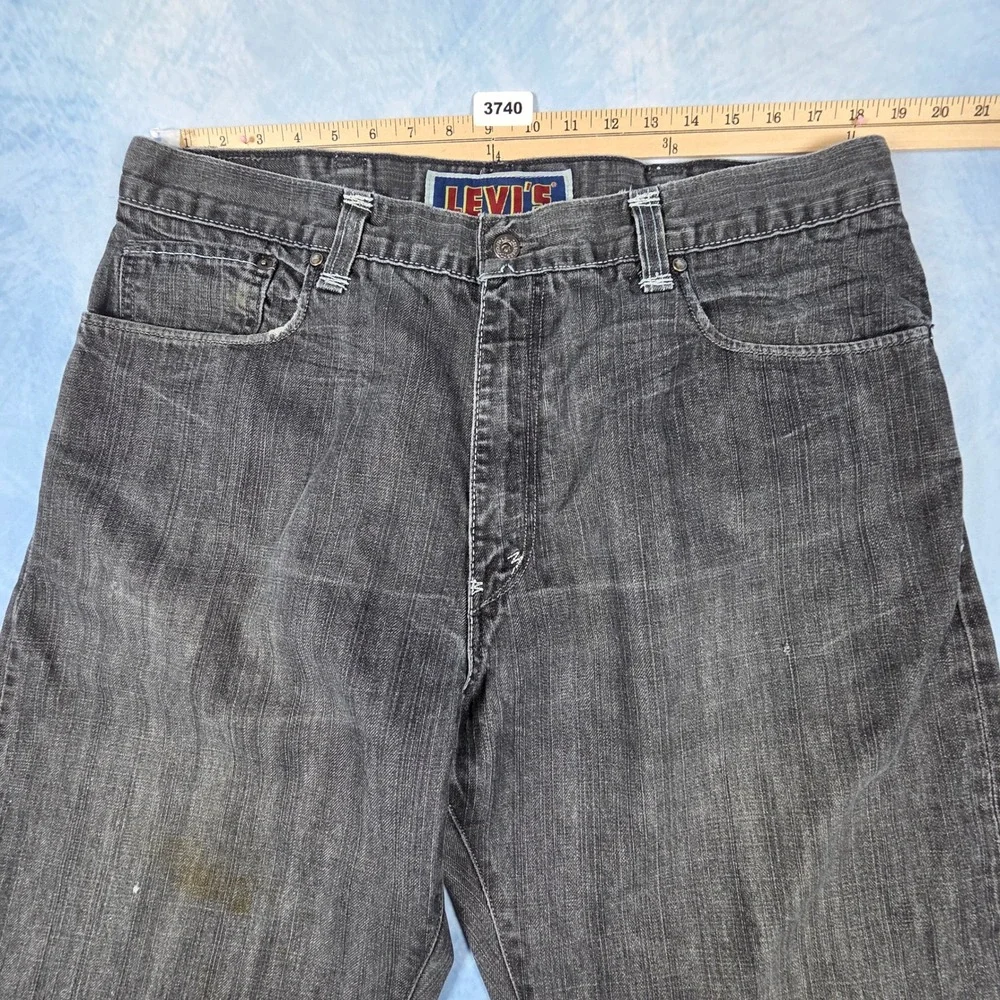 Vintage Y2K Levis 569 Loose Straight Jeans Mens 38x32 Black Faded